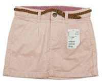 Nové - světlerůžovo-stříbrná melírovaná chino manšestrová sukně s páskem H&M