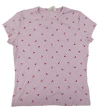 Lila crop tričko s třešničkami H&M