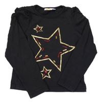 Černé crop triko se zlatými hvězdičkami a flitry Kids