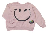 Světlerůžová oversize mikina se smajlíkem H&M
