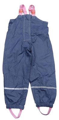 Tmavomodré šusťákové laclové kalhoty Papagino