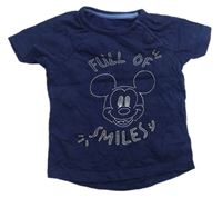 Tmavomodré tričko s nápisy a Mickey mousem zn. George