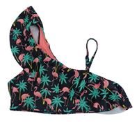 Černá plavková lambáda s palmami a plameňáky H&M