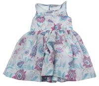 Bílo-modro-růžové květované šifonové šaty Matalan