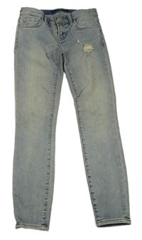 Světlemodré skinny rifle s prošoupáním