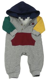 Šedo-barevná tepláková kombinéza s logem a kapucí Tommy Hilfiger
