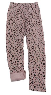 Růžové zateplené legíny s leopardím vzorem