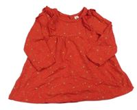 Červené bavlněné šaty s hvězdami a volánky Orchestra