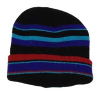 Černo-barevná pruhovaná čepice