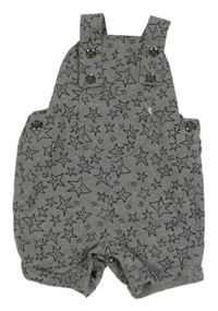 Šedé melírované teplákové laclové kraťasy s hvězdami