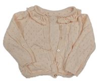 Světlerůžový perforovaný propínací svetr s límečkem Matalan