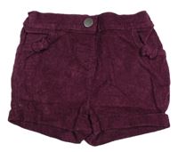 Vínové manšestrové kraťasy s mašlemi Matalan