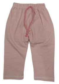 Růžovo-bílé pruhované lehké tepláky