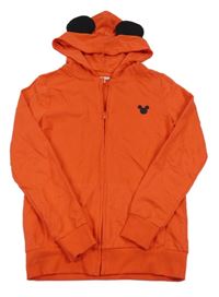 Červená propínací mikina s Mickeym a kapucí Disney