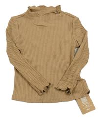 Nové - Hnědé žebrované triko