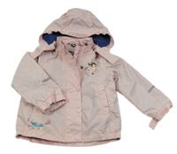 Růžová šusťáková zateplená bunda s mořskou pannou a kapucí Impidimpi