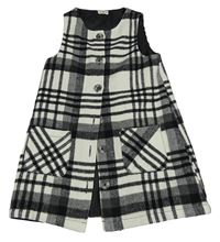 Šedo-černé kostkované vlněné propínací šaty F&F