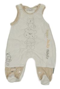 Bílo-béžové sametové dupačky s medvědy