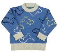 Modrý svetr s dinosaury
