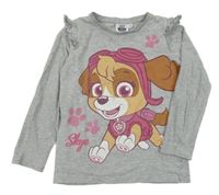 Šedé melírované triko se Skye a volánky Nickelodeon