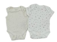 2x body - smetanové žebrované puntíkaté + bílé s hvězdami Primark