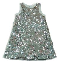 Mátovo-stříbrné flitrové šaty H&M