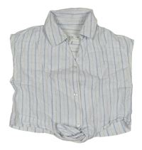 Bílo-modrá pruhovaná crop halenka Zara