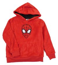 Červená chlupatá mikina se Spidermanem a kapucí Marvel
