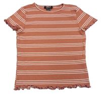 Starorůžové pruhované úpletové tričko zn. New Look