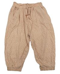 Světlerůžové květované lehké kalhoty Tu