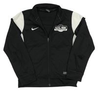 Černo-bílá sportovní funkční propínací mikina s nápisem a logem Nike