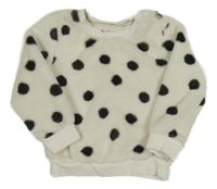 Bílá chlupatá mikina s šedými puntíky Nutmeg