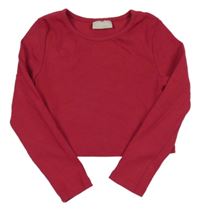 Malinové žebrované crop triko Matalan