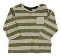 Šedo-khaki pruhované triko Kiabi