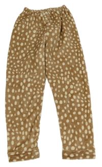 Hnědo-smetanové vzorované chlupaté pyžamové kalhoty 