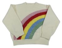 Smetanový svetr s barevnou duhou Matalan