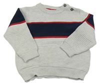 Šedo-tmavomodrý žebrovaný lehký svetr C&A