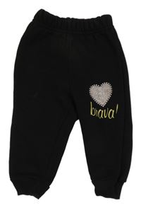 Černé tepláky s nápisem a srdcem 