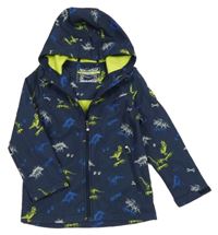 Tmavomodrá sofhshellová bunda s dinosaury a kapucí C&A