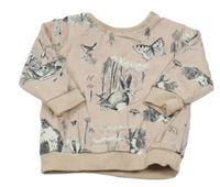 Světlerůžová mikina s motýlky a králíky Next