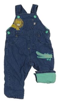 Modré lehké podšité laclové rifle se zvířaty 