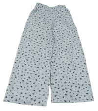 Světlemodré široké květované lehké kalhoty H&M