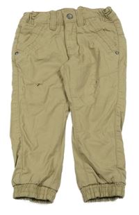 Béžové plátěné podšité cuff kalhoty C&A