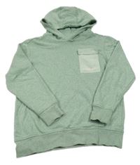 Zelená melírovaná mikina s kapsou a kapucí Yigga