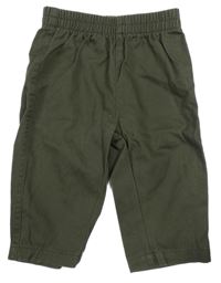 Tmavozelené plátěné kalhoty 