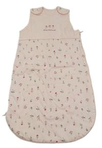 Světlerůžový květovaný zateplený spací pytel s nápisem Matalan