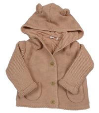 Starorůžový podšitý propínací svetr s kapucí M&S