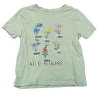 Světlezelené tričko s květy Primark