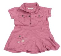 Růžové plátěné košilové šaty s kapsami Early Days