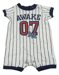 Bílo-tmavomodrý pruhovaný kraťasový overal s číslem H&M